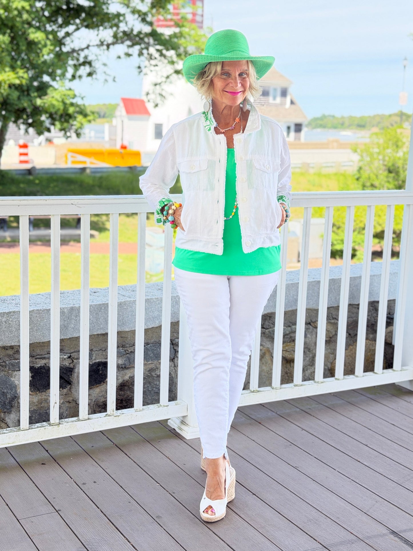 HARBOR LIGHTS GREEN LINEN JACKET