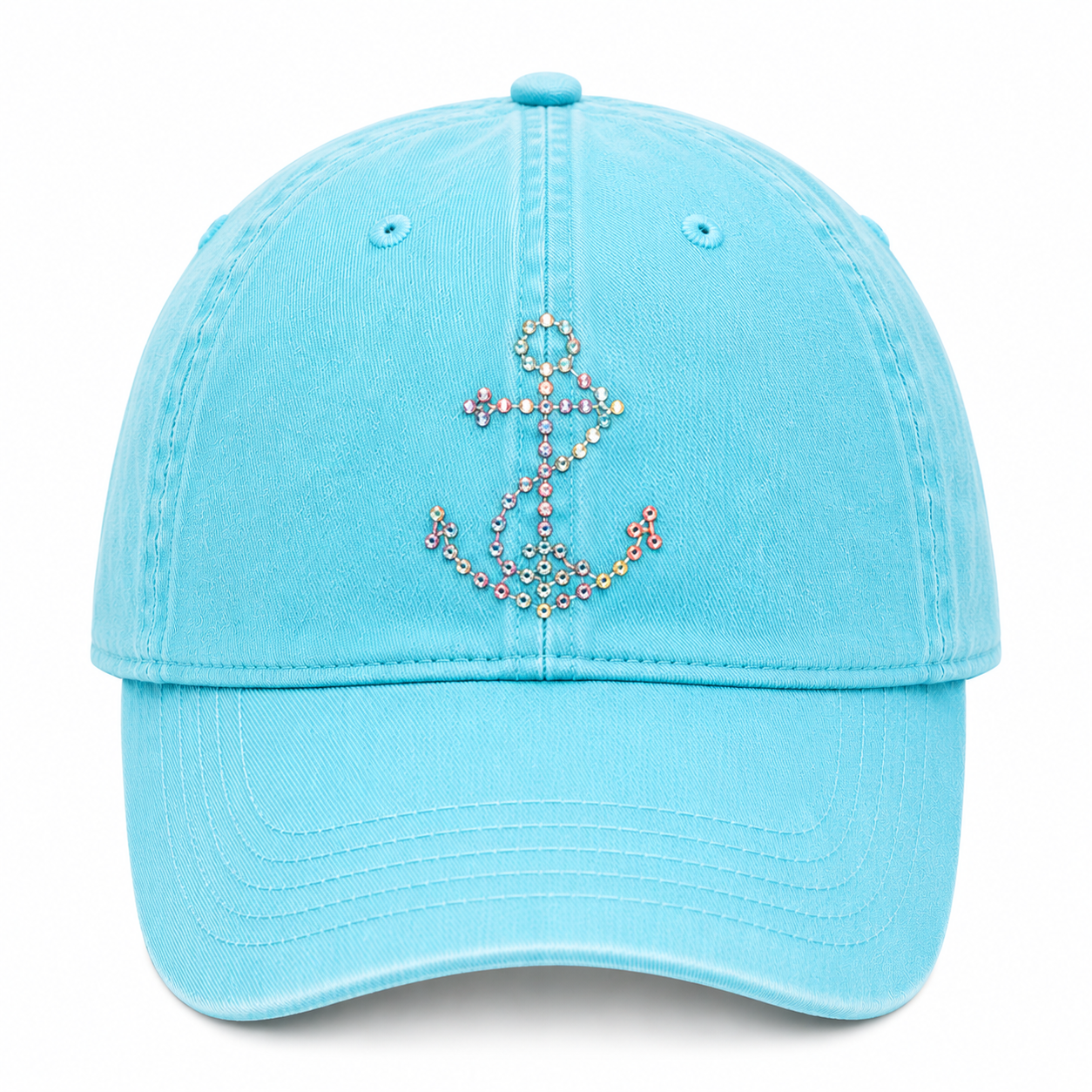 Aqua Bling Anchor Hat