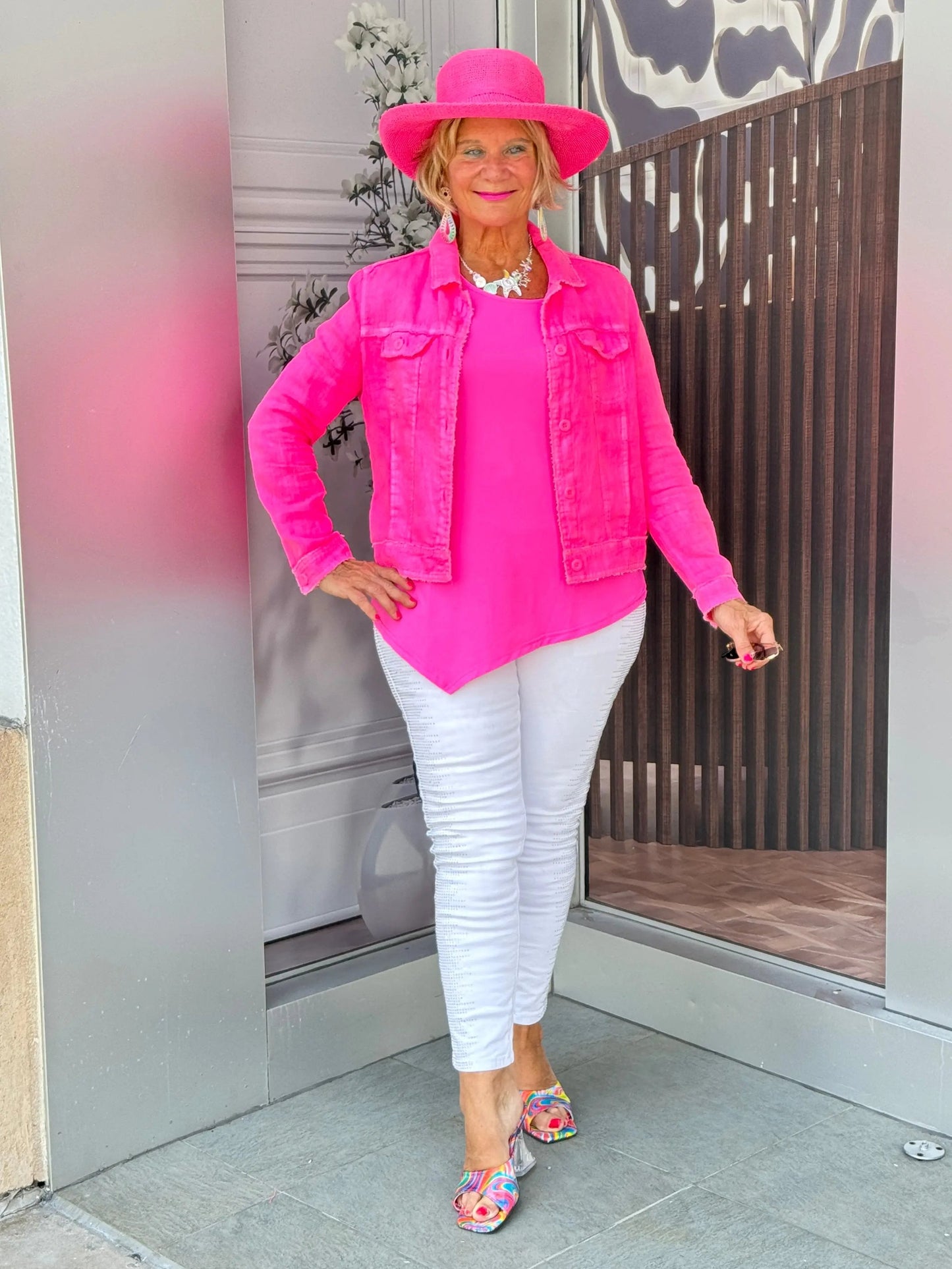 LULU B HOT PINK LINEN JACKET