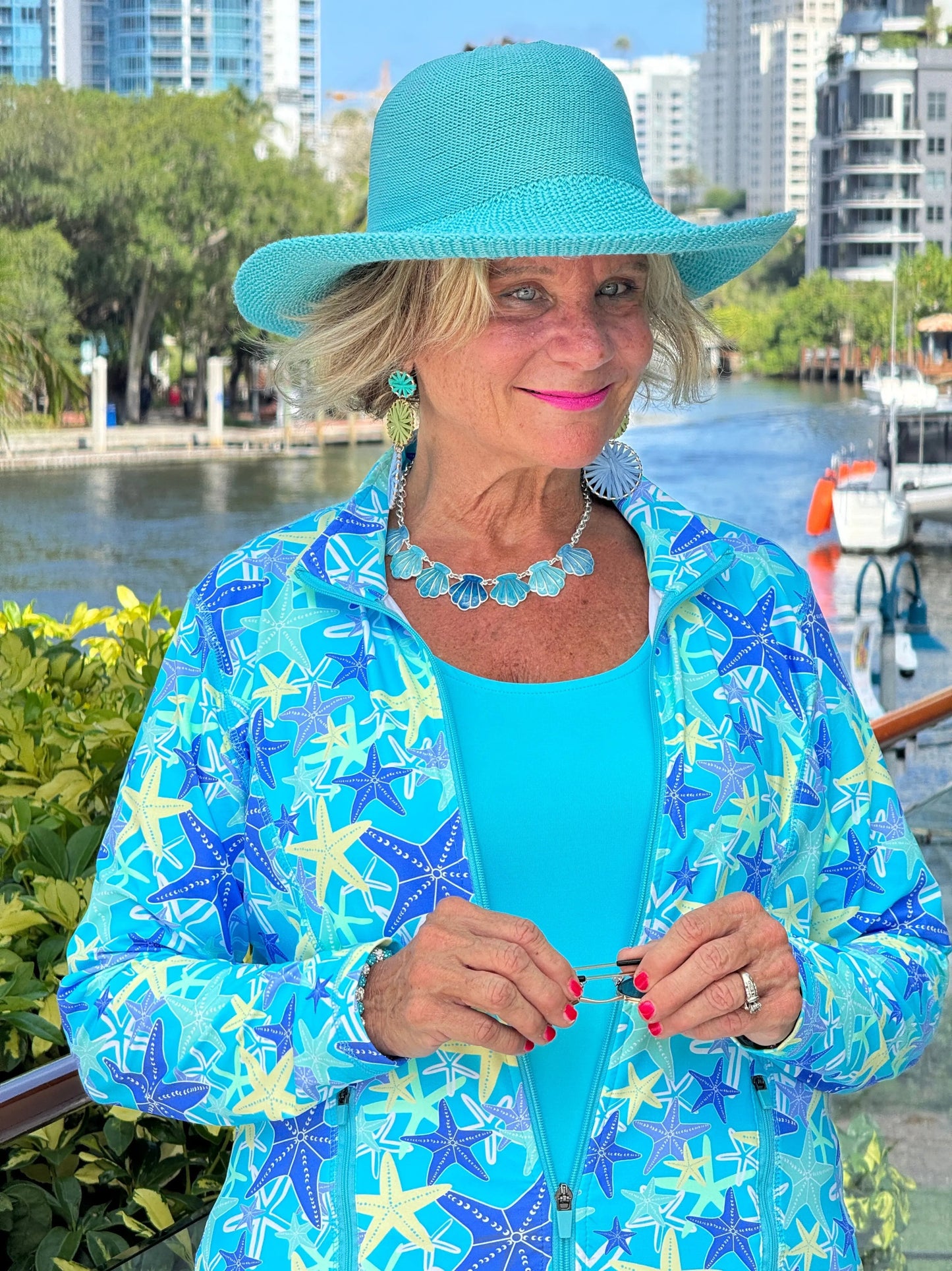 LULU B STARFISH SPLASH FULL ZIPPER JACKET