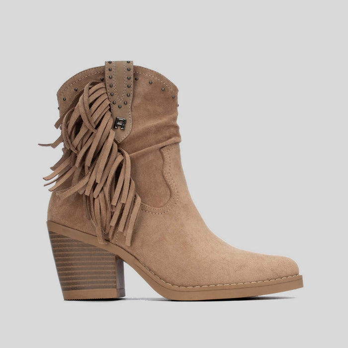 BotÃn campero flecos beige XTI