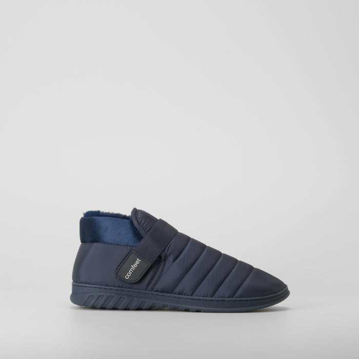 Zapatilla de casa botÃn velcro azul COMFEET