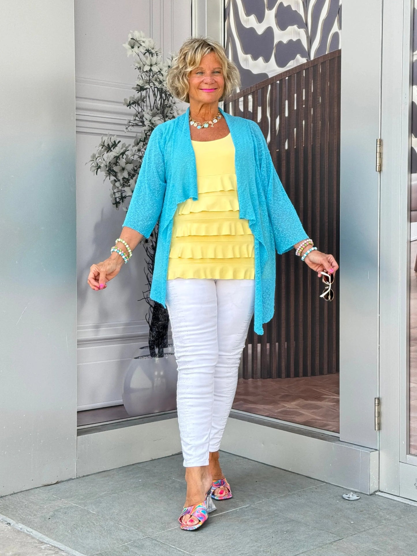 LULU-B AQUA MESH RUFFLE WRAP