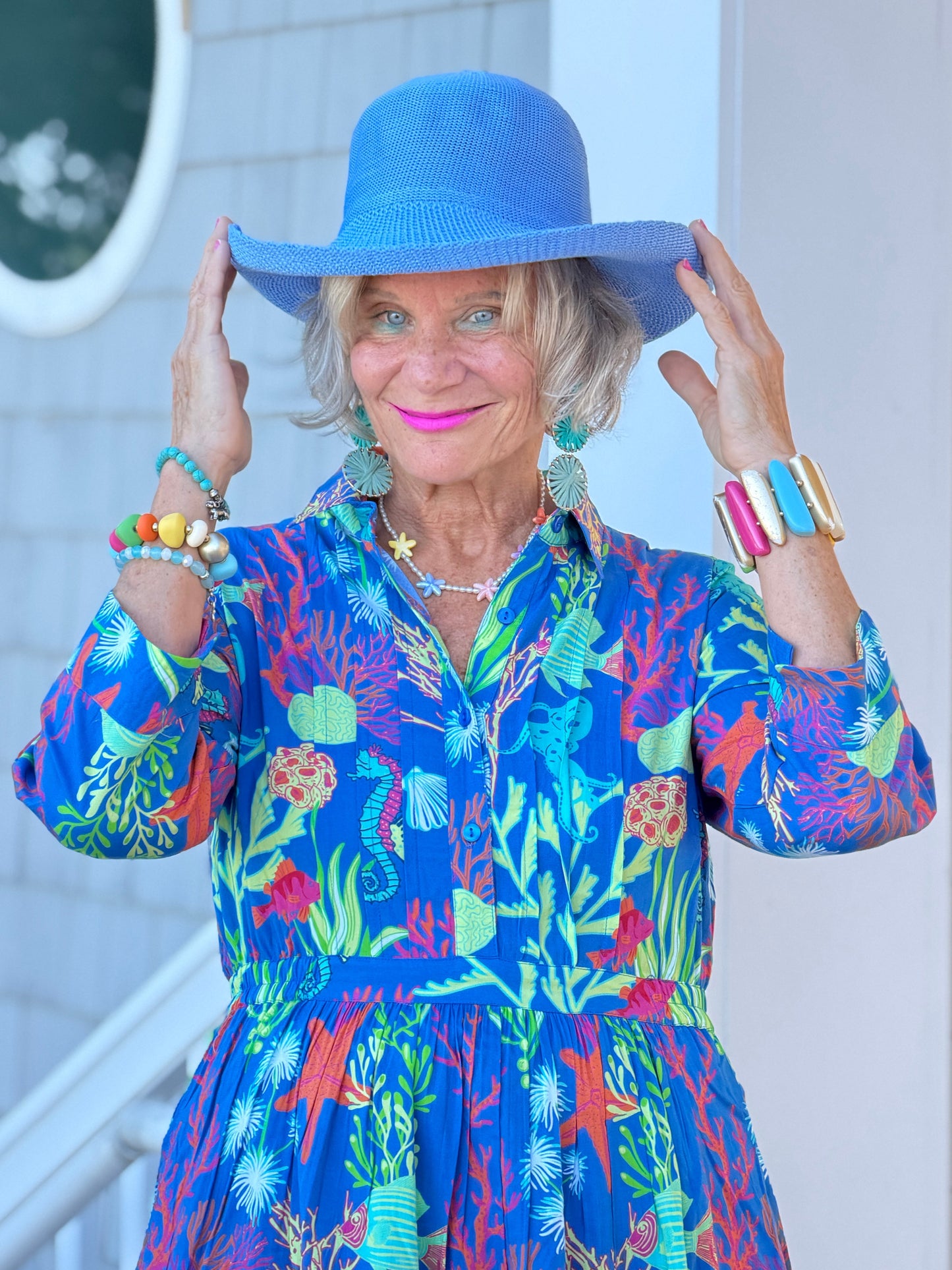CORAL GARDEN COLLAR DRESS