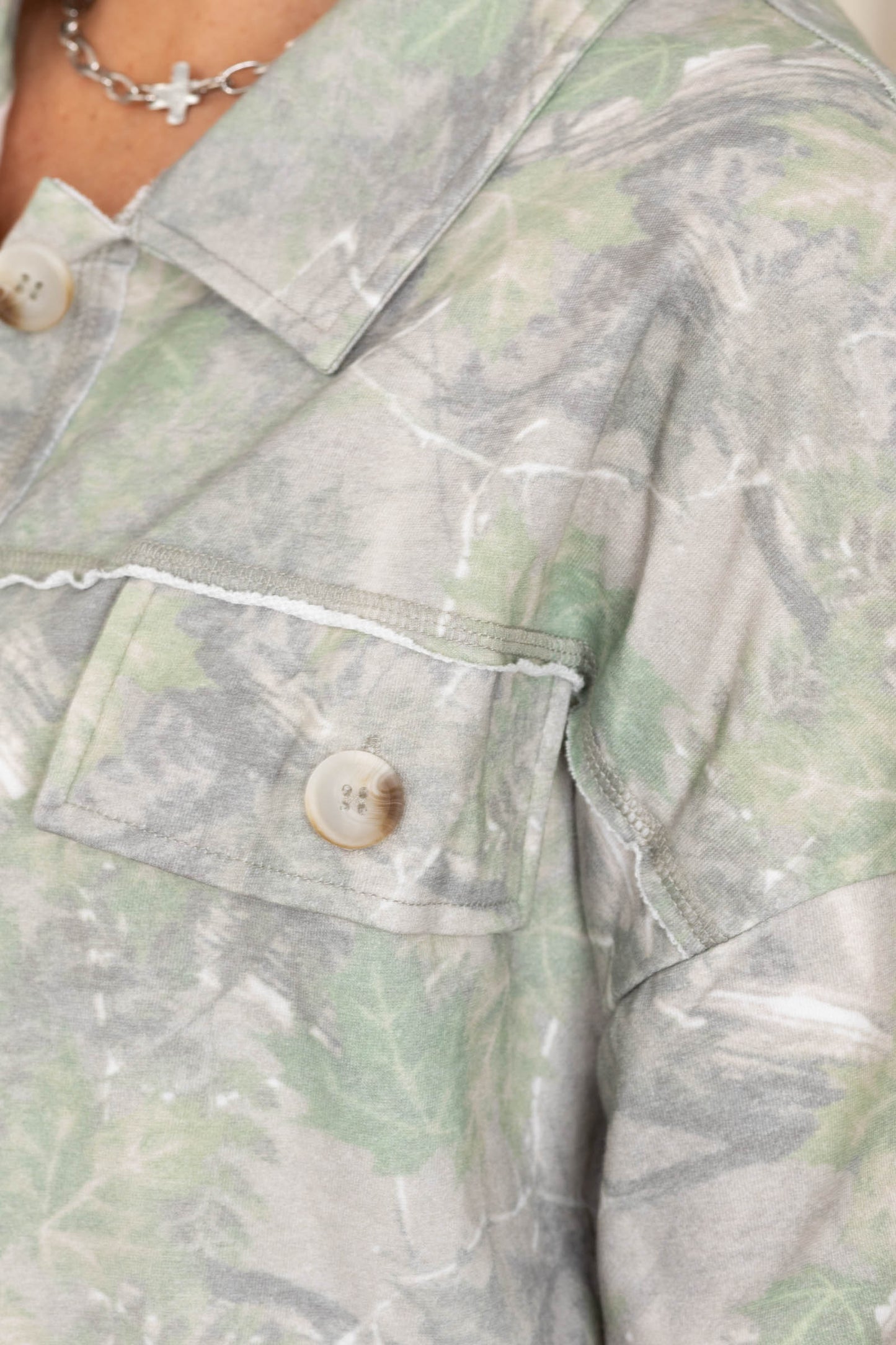 Camo Print Oversized Knit Casual Shacket
