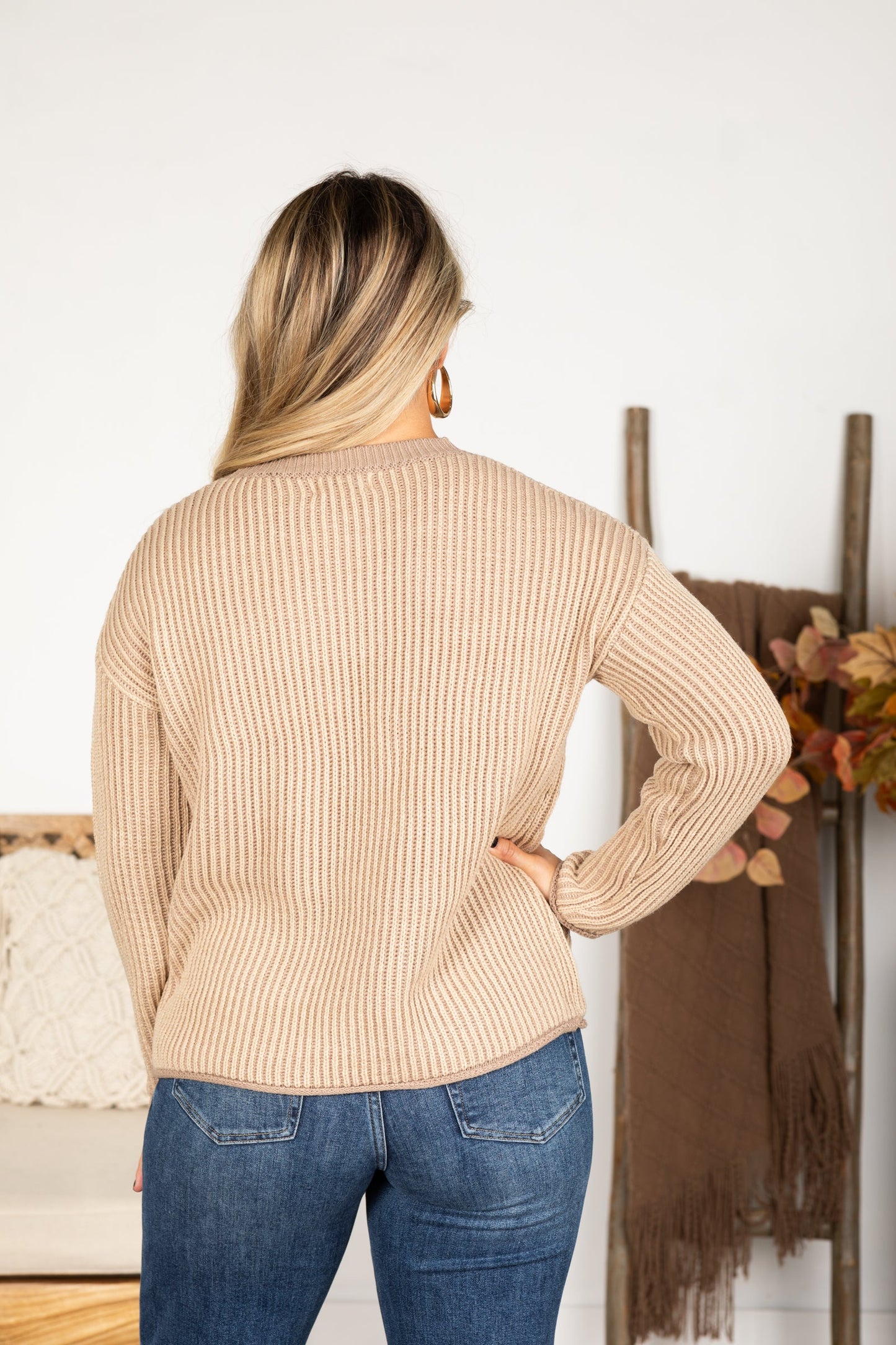 Contrast Cut Striped Sweater
