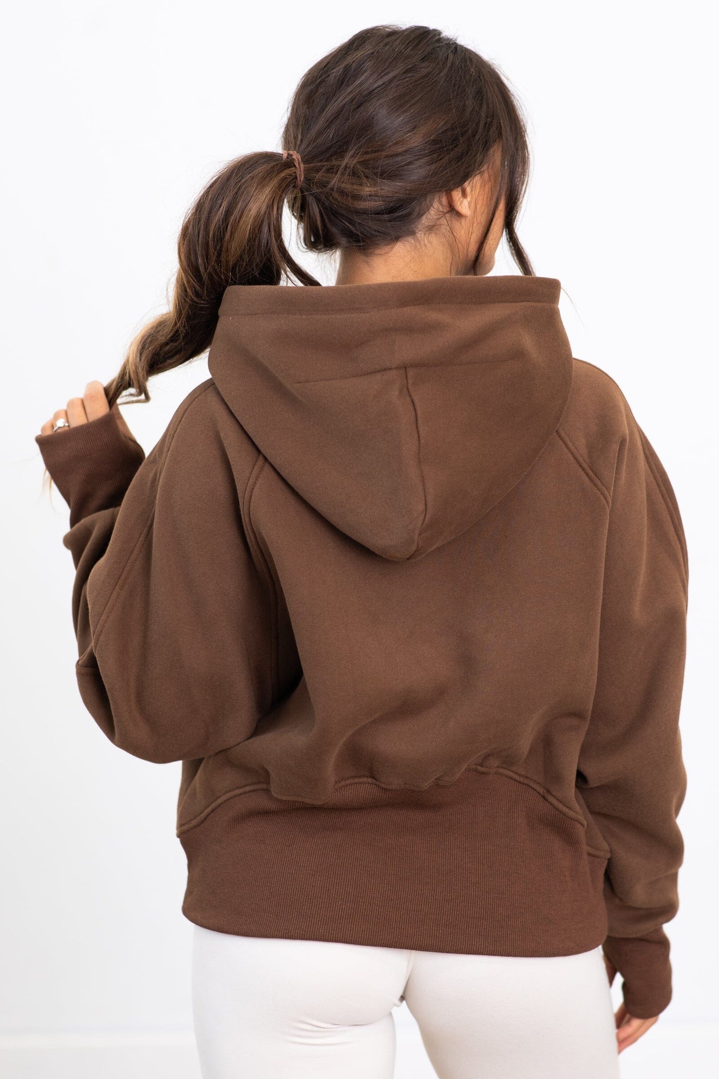 Brown 1/2 Zip Fleece Hoodie