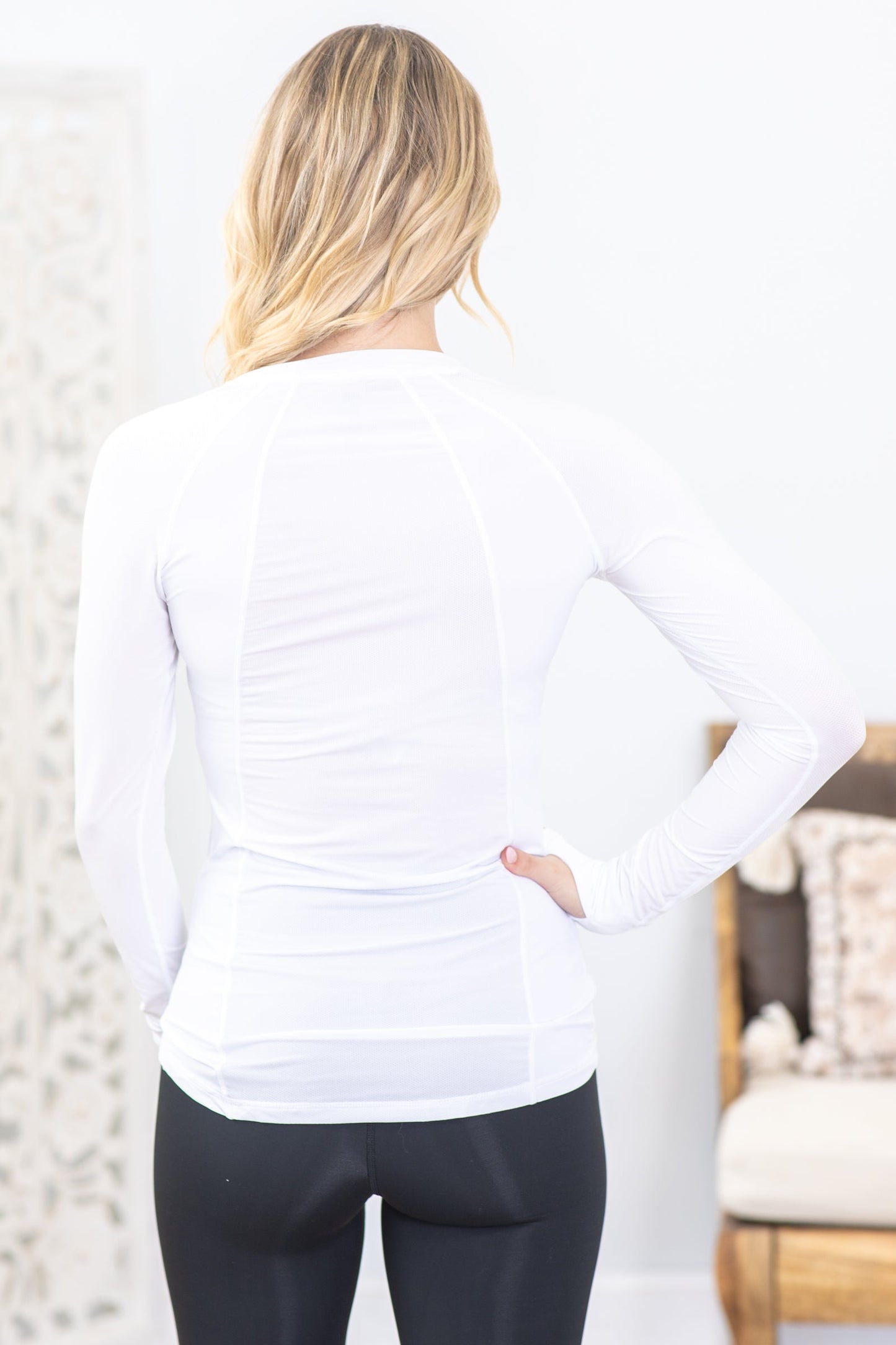 Cool Touch Mesh Long Sleeve Knit Top