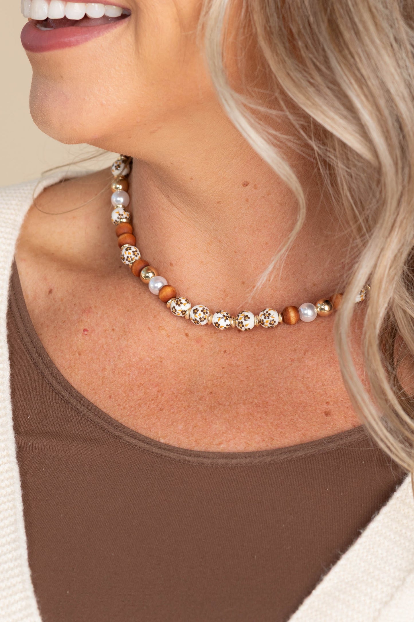 Ceramic Pearl Bead Necklace