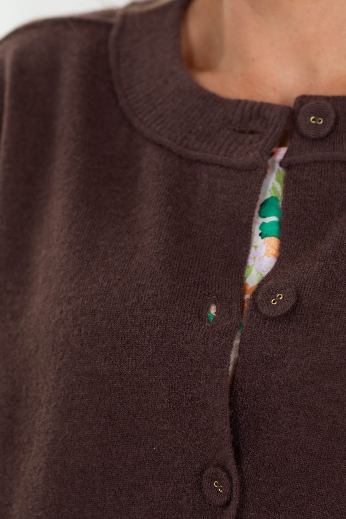 Brown Short Sleeve Button Up Sweater Cardigan