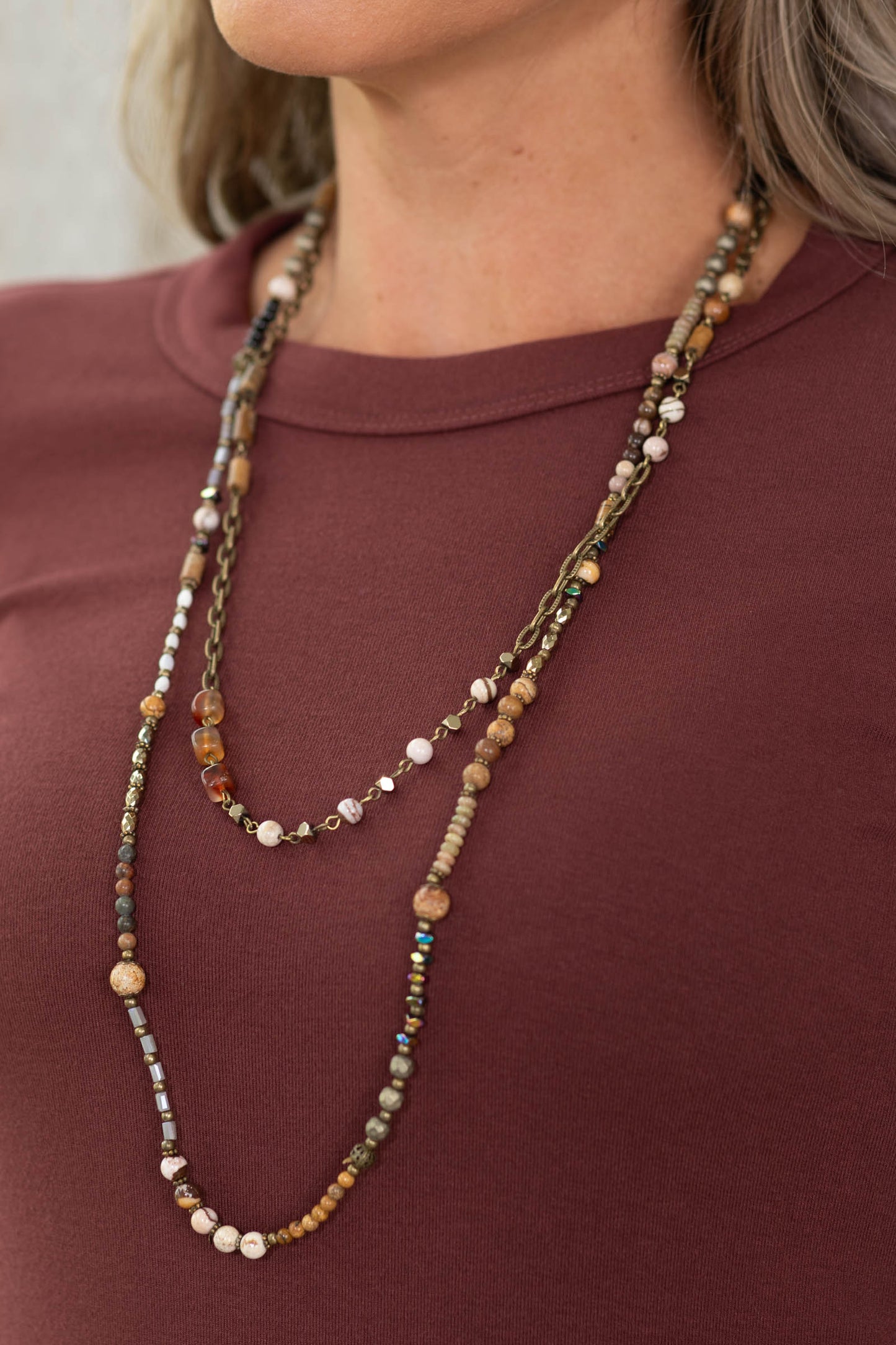 Copper Beaded Layered Necklace
