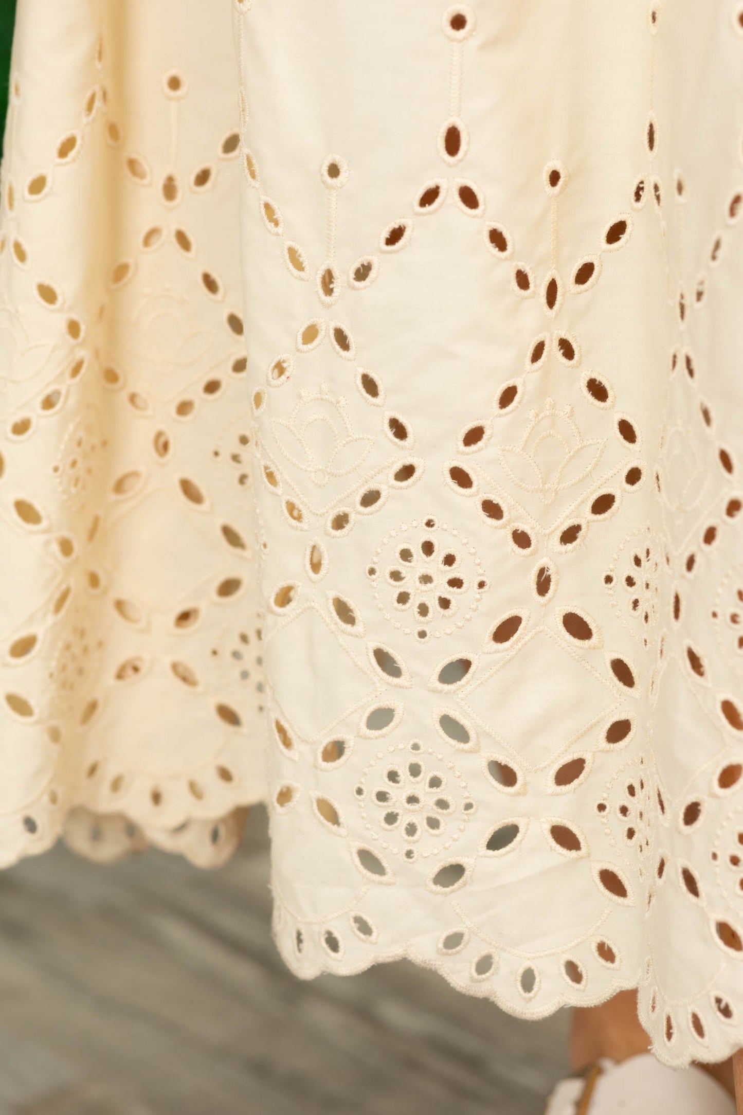 Butter Yellow Eyelet Hem Detail Midi Dress