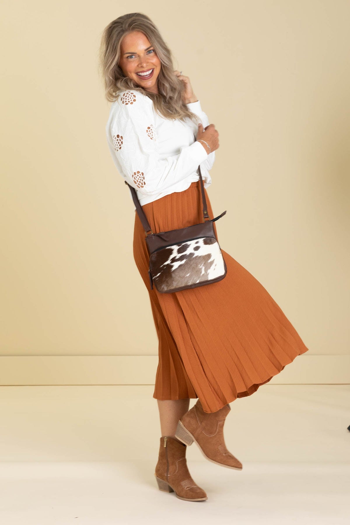 Brown Cowhide Crossbody