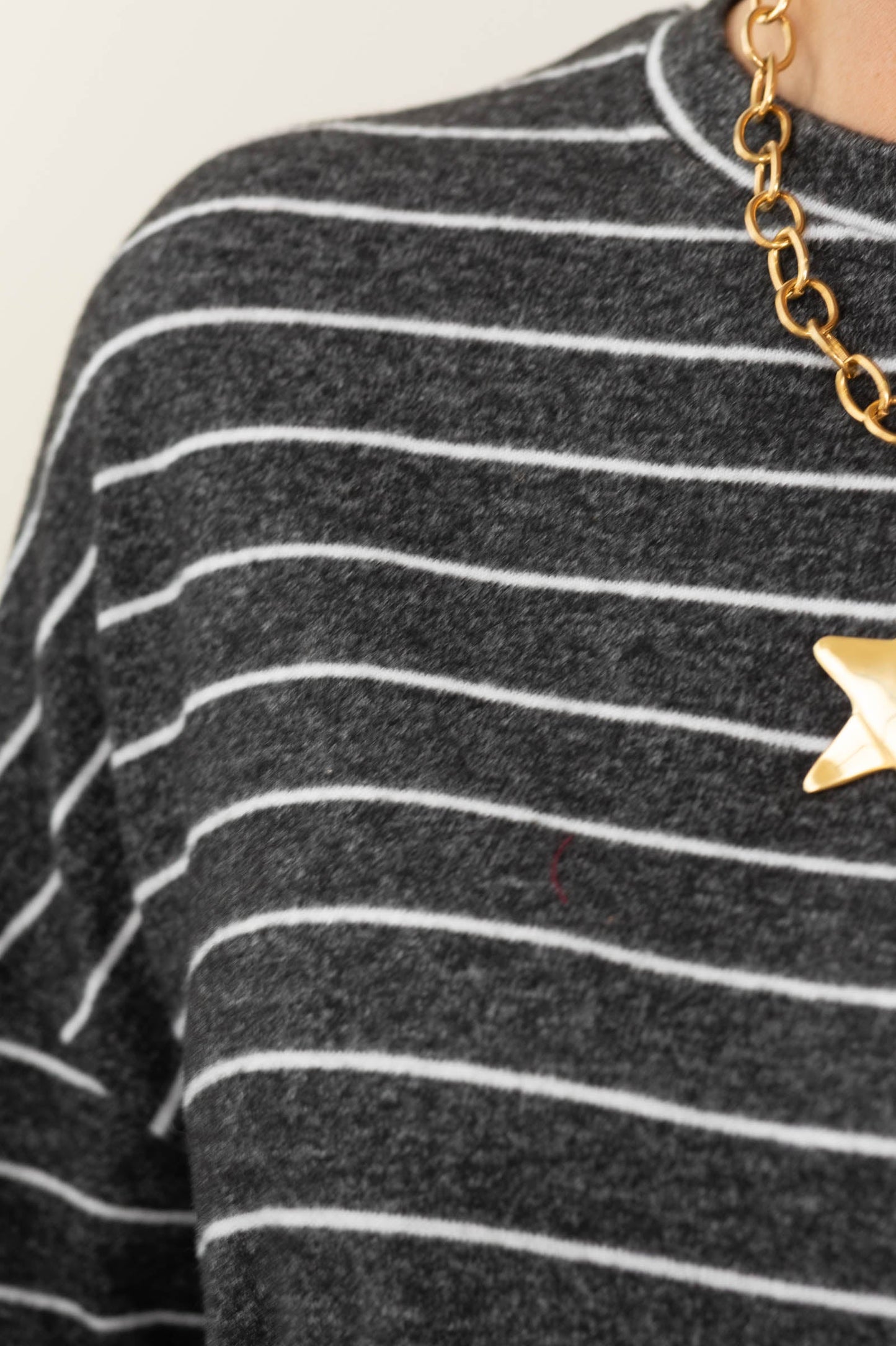 Charcoal and White Hacci Striped Tunic