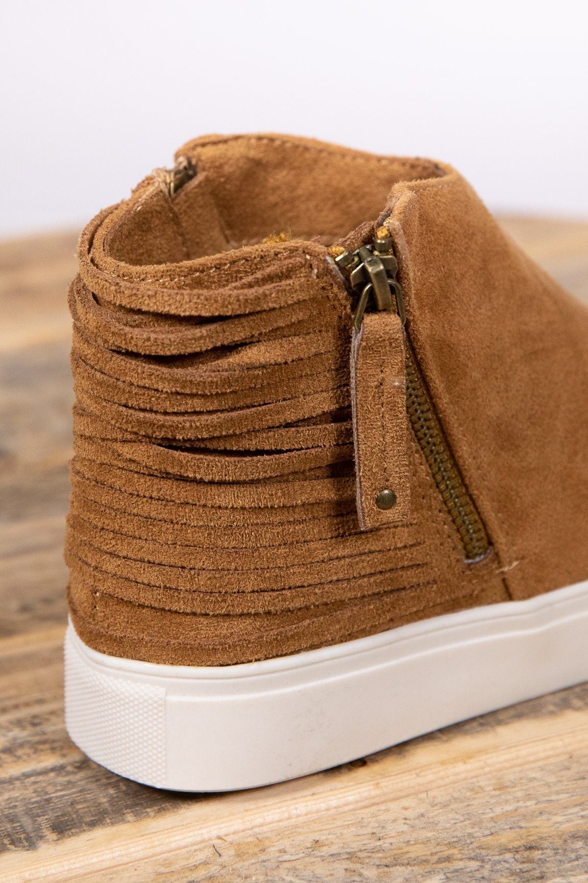 Camel Faux Suede Side Zip Shoe
