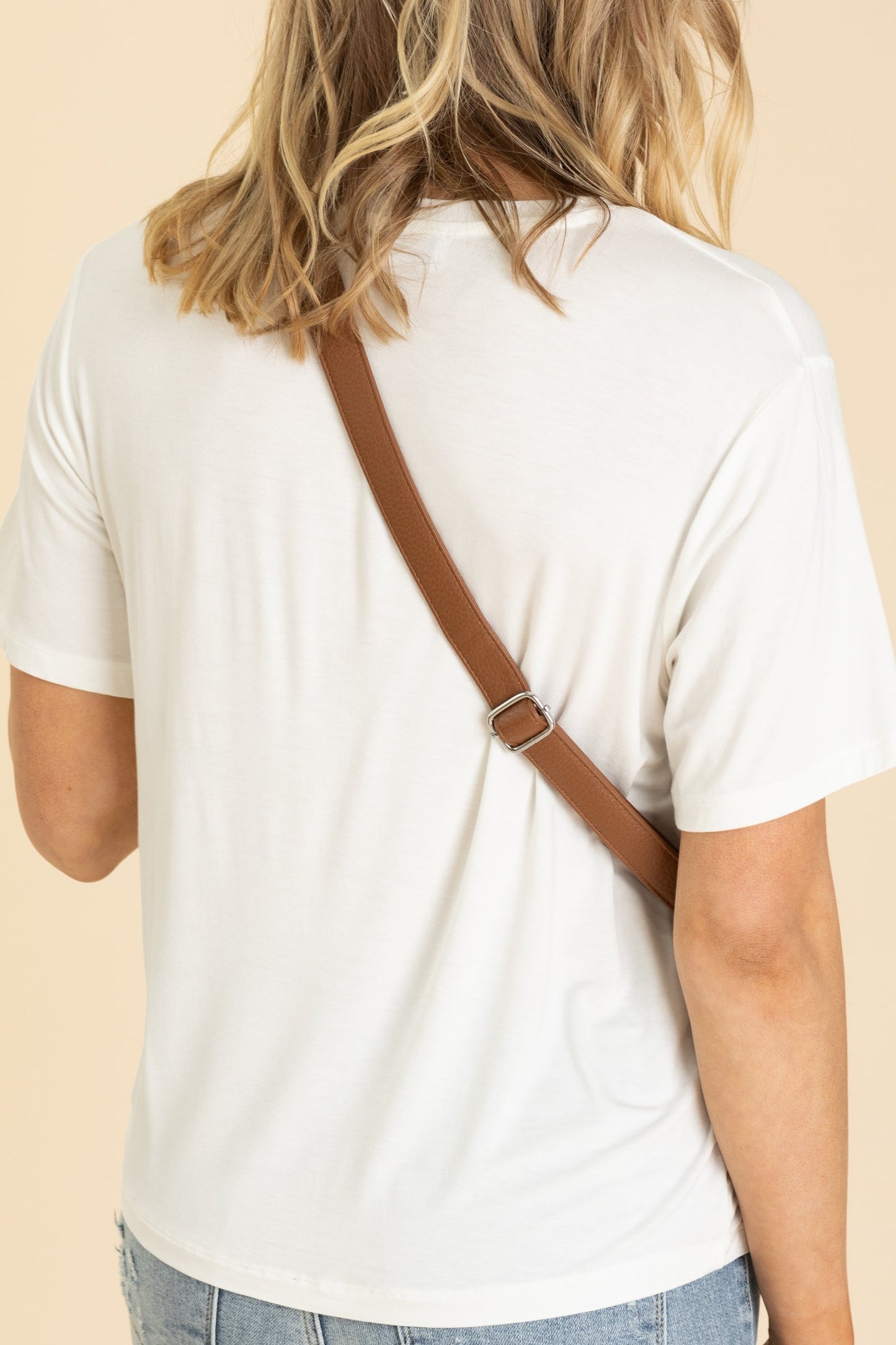 Camel Vegan Leather Crossbody Belt Bag