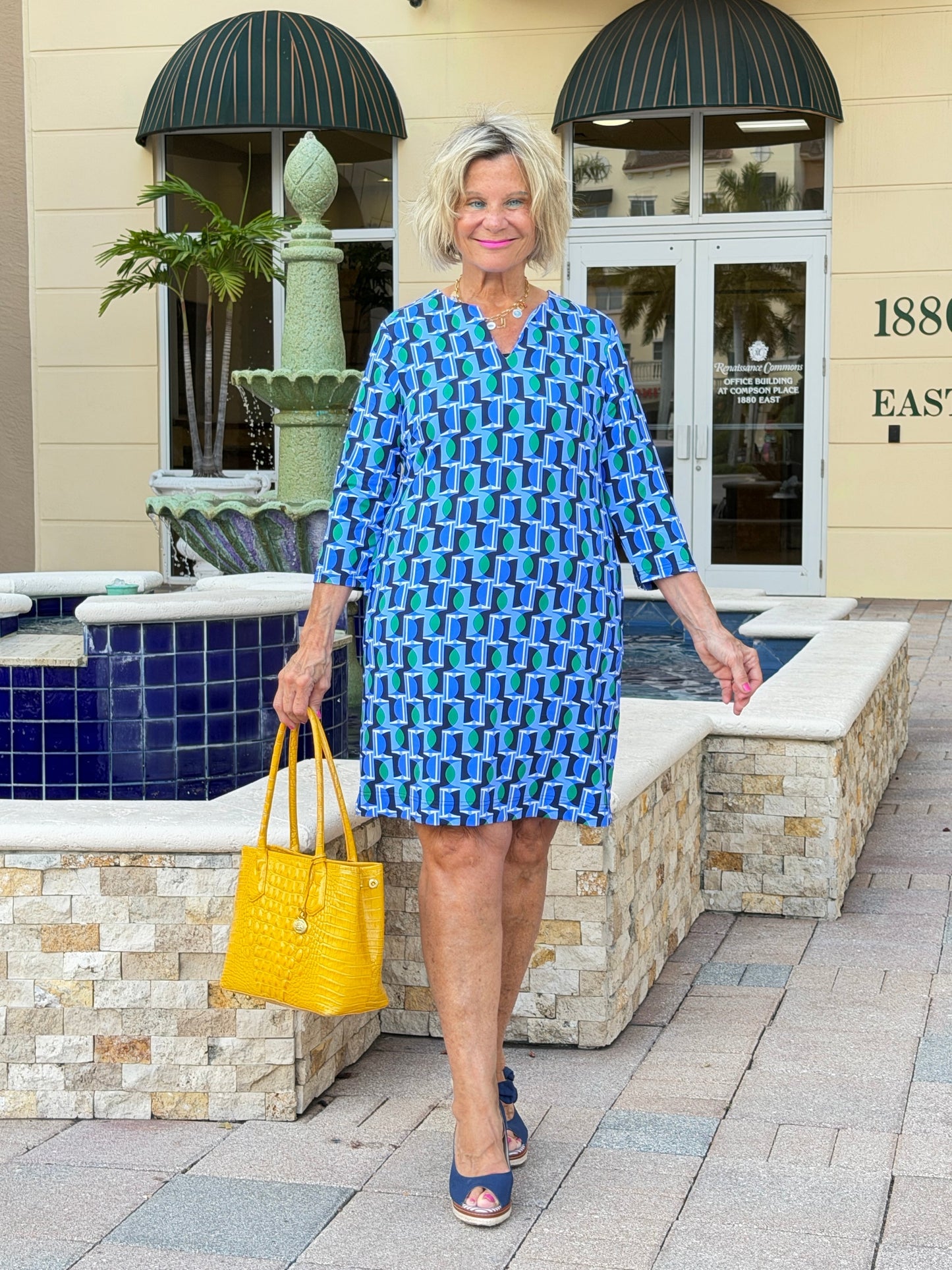 LULU-B Seaport Geo Notch Sleeve Dress