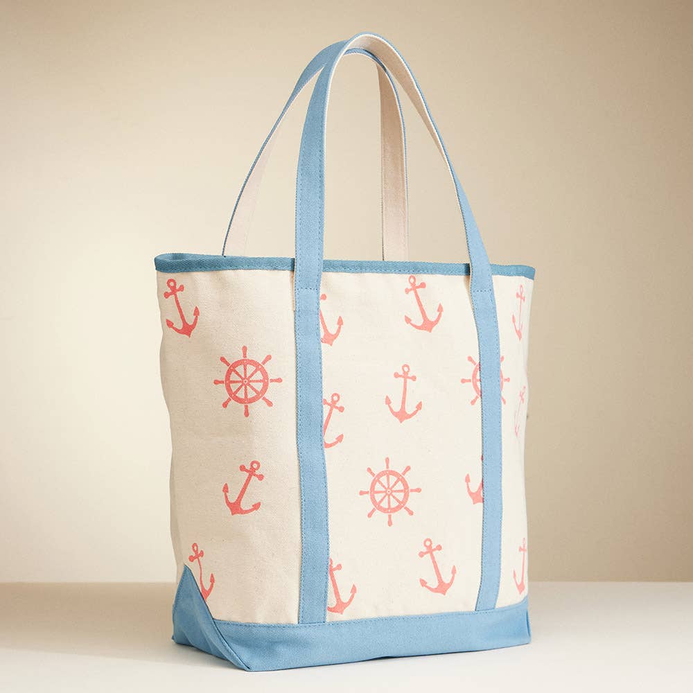 Anchor Wheel Printed Tote Bag