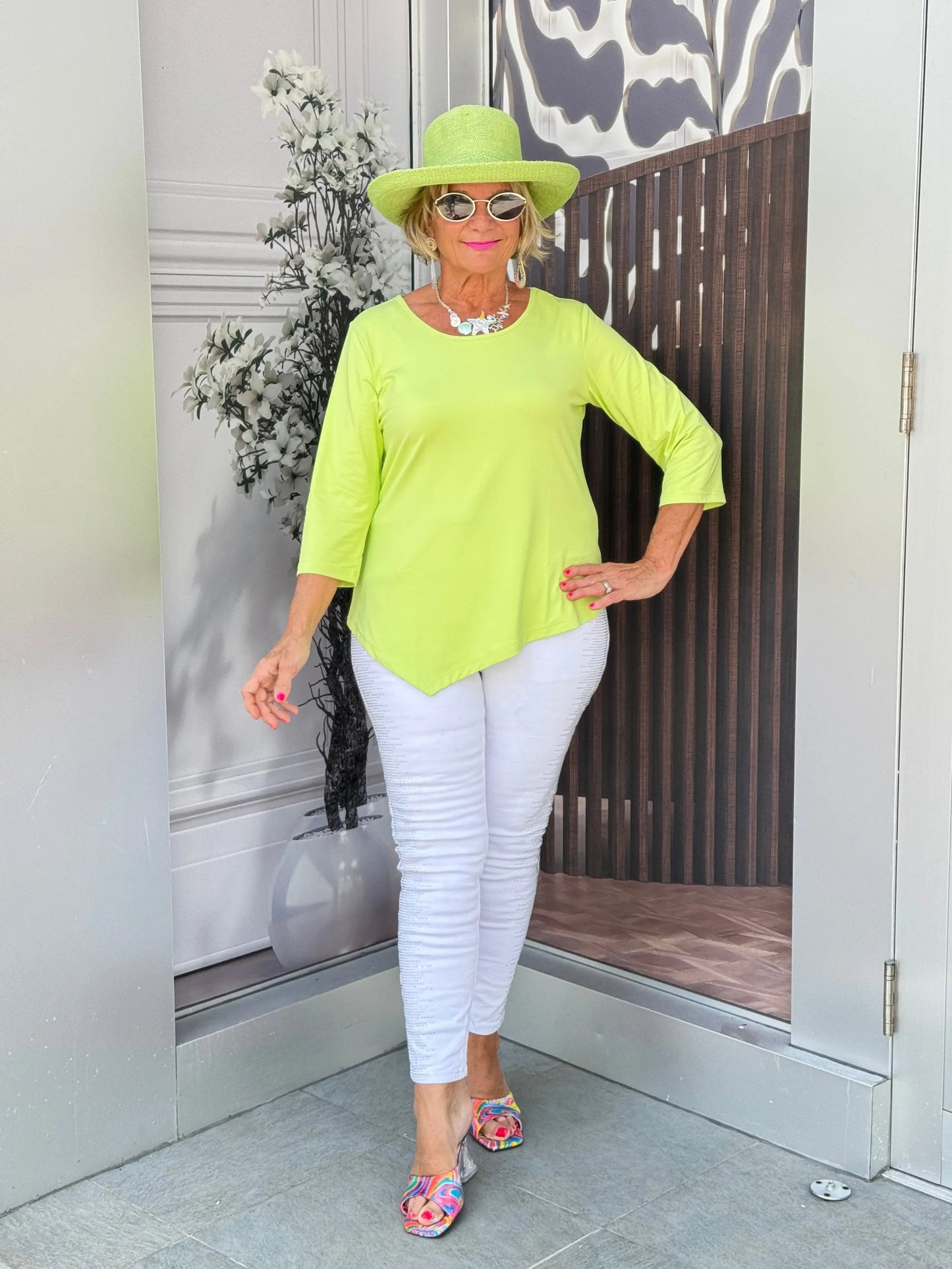 LULU-B LIME ASYMMETRIC TOP