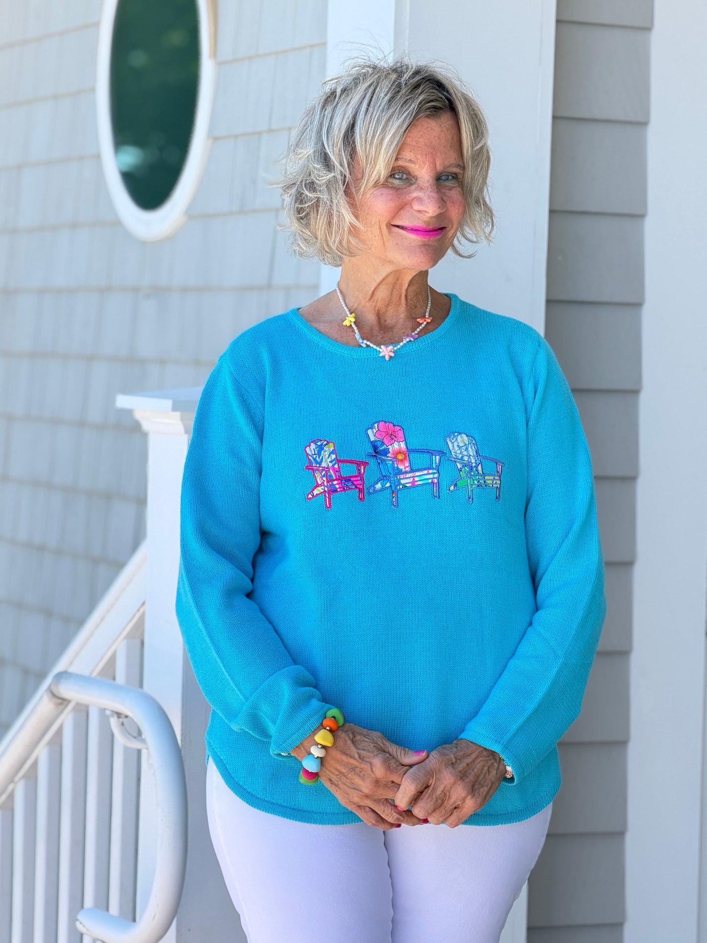 BEACH CLUB AQUA ADIRONDACK SWEATER