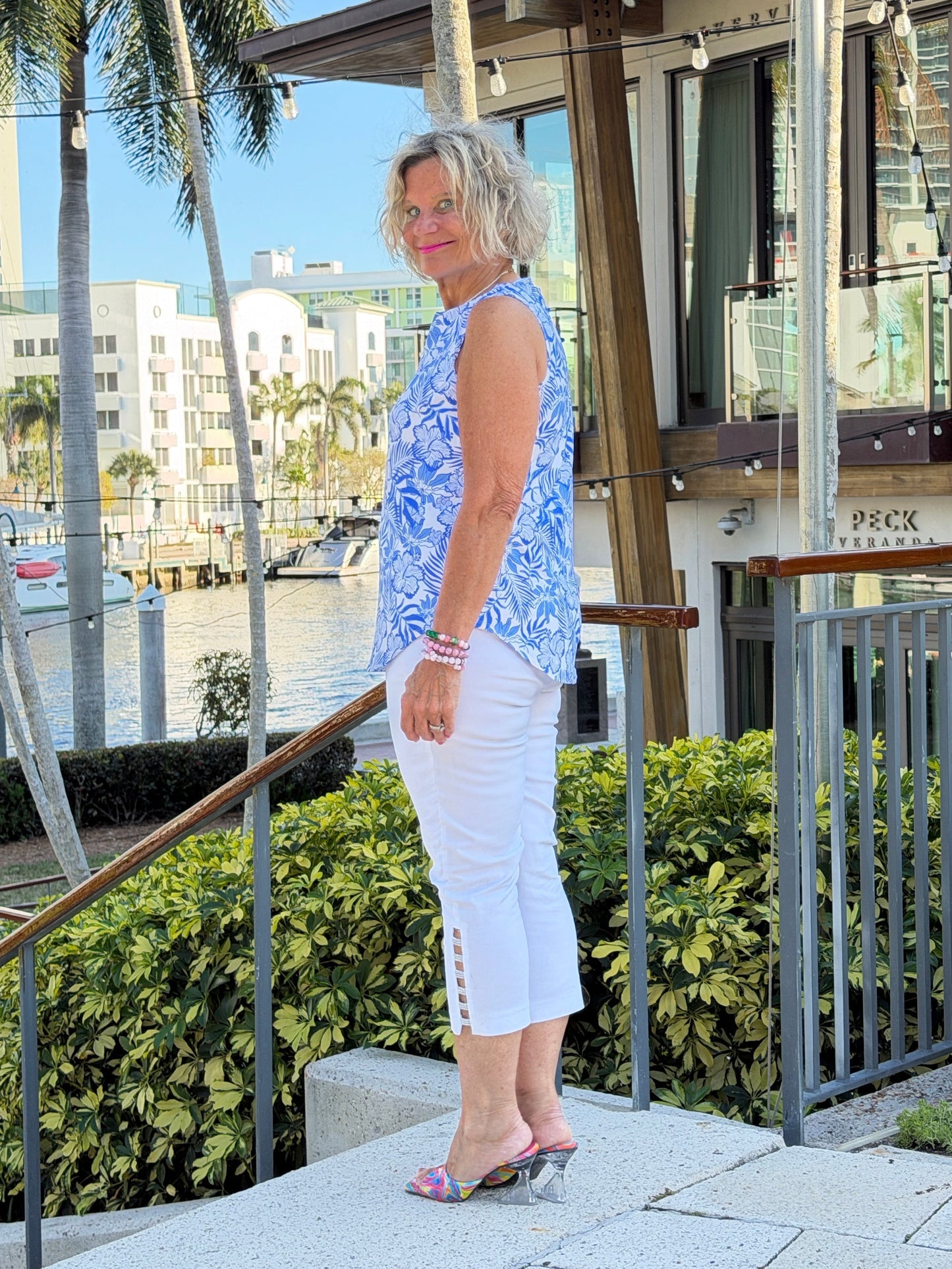 LULU B HIBISCUS COAST NOTCH TOP
