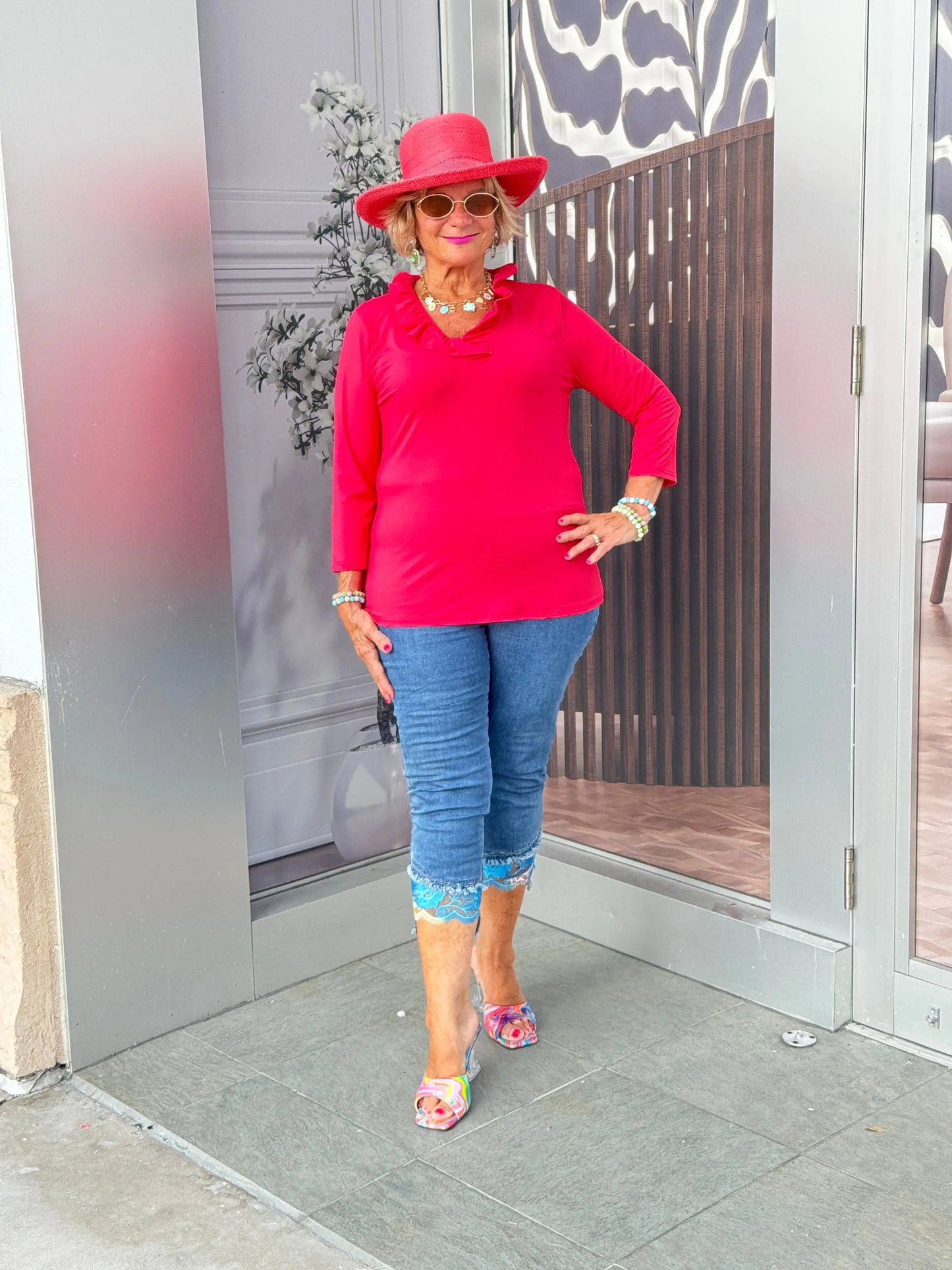 LULU-B STRAWBERRY RUFFLE TOP