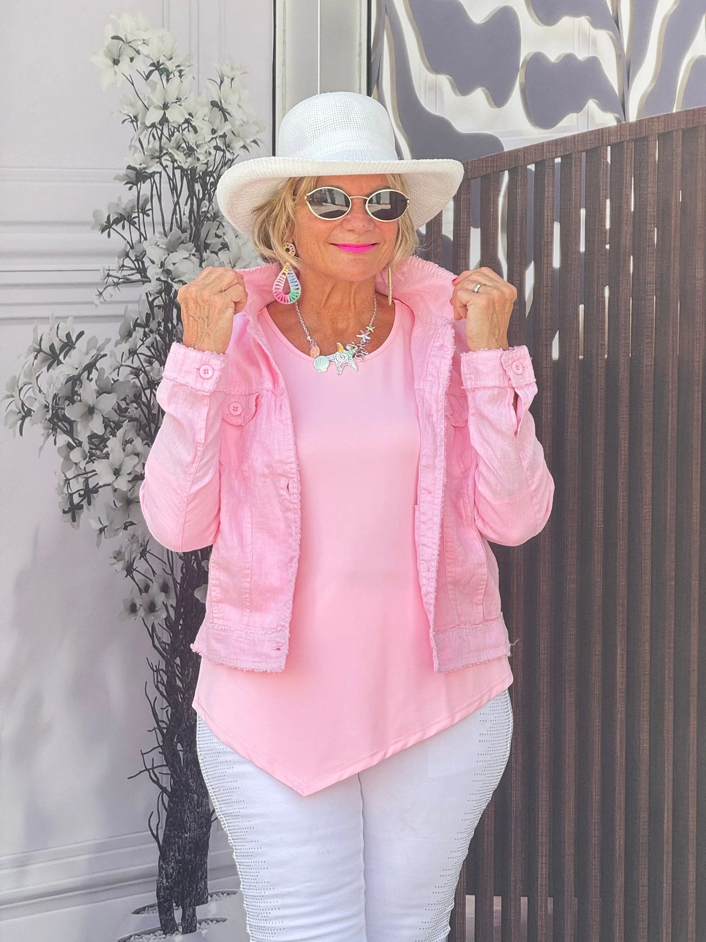LULU B CLEAR PINK LINEN JACKET