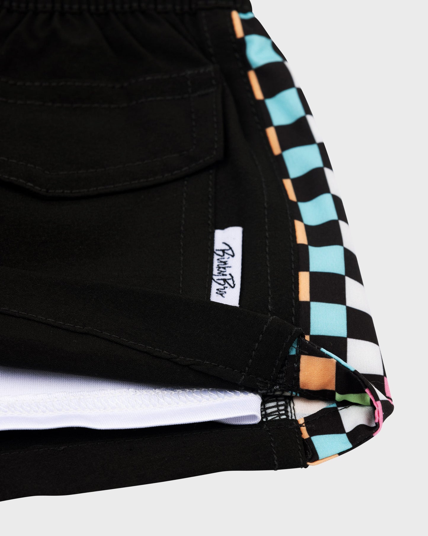 BinkyBro x Quiksilver Checkers Black Swim Trunks