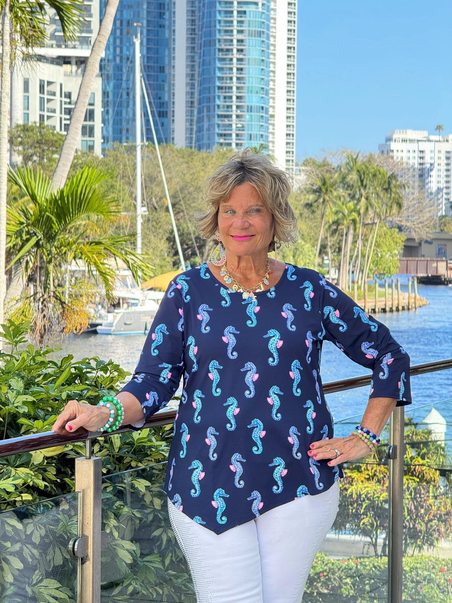 LULU B MIDNIGHT REEF ASYMMETRIC TOP