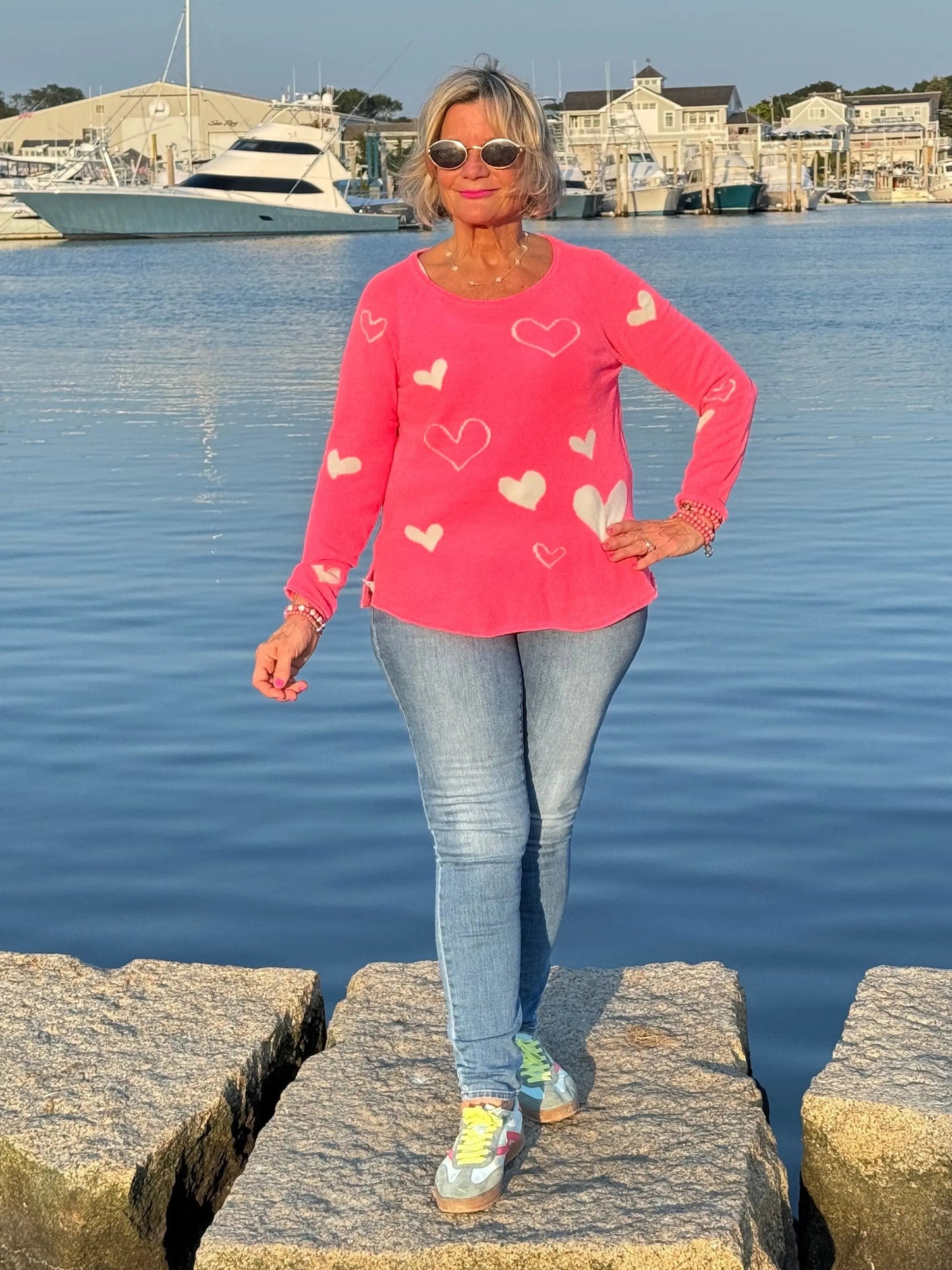 HOT PINK HEART SWEATER