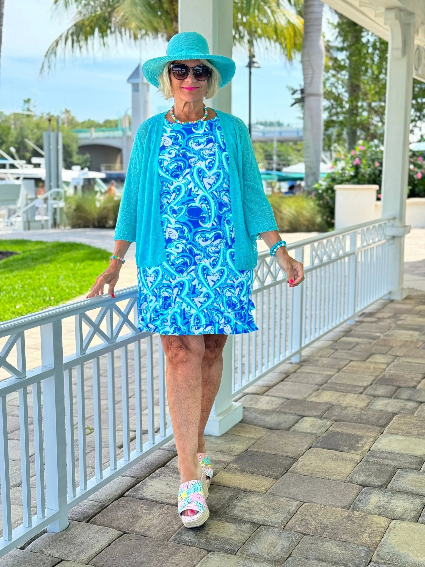 BLUE DREAMING SHIFT RUFFLE SHIFT DRESS