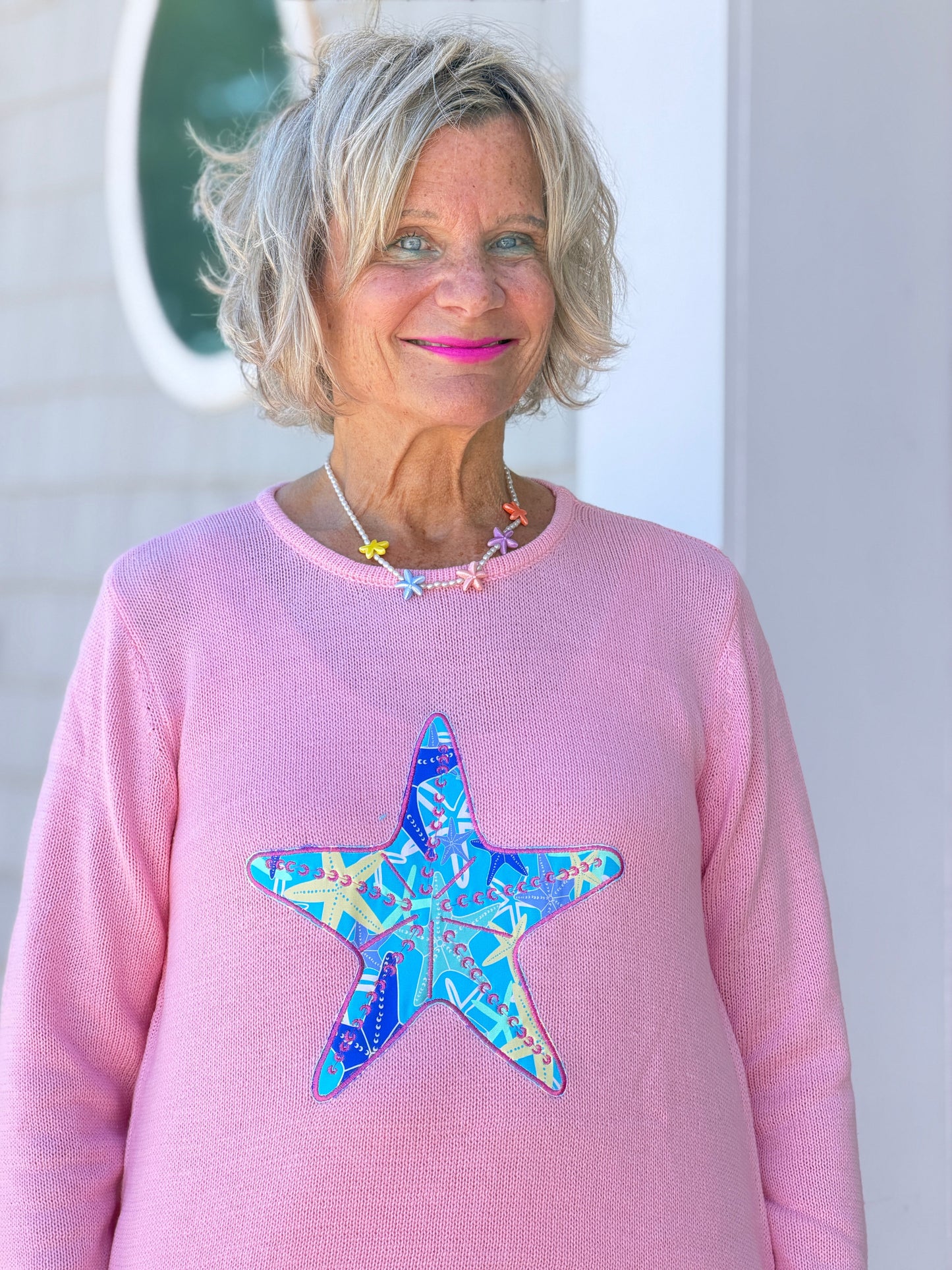 BEACH CLUB PINK STARFISH SWEATER