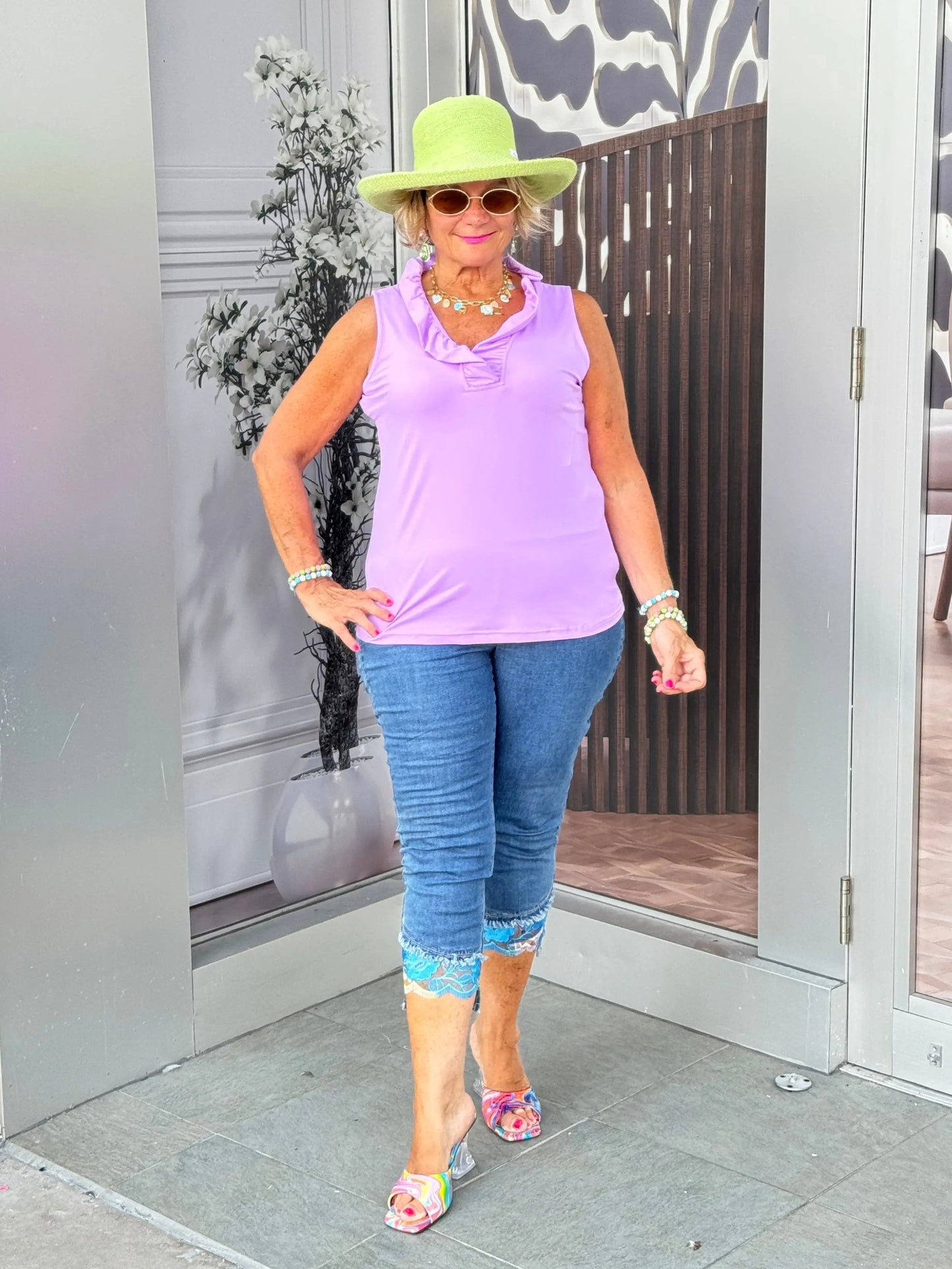 LILAC SLEEVELESS RUFFLE