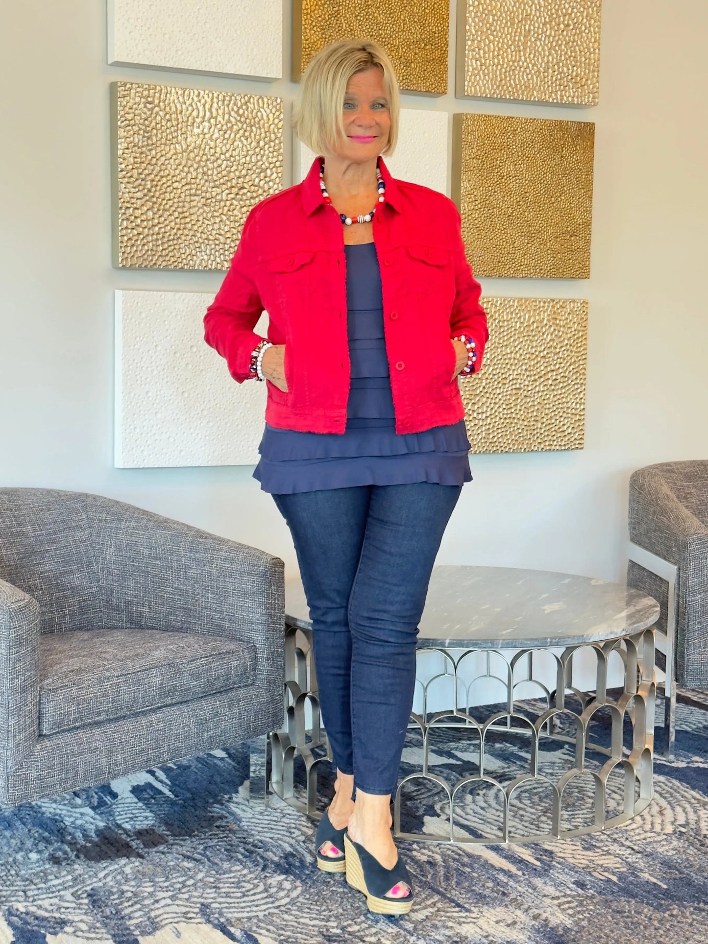 LULU B RED LINEN JACKET
