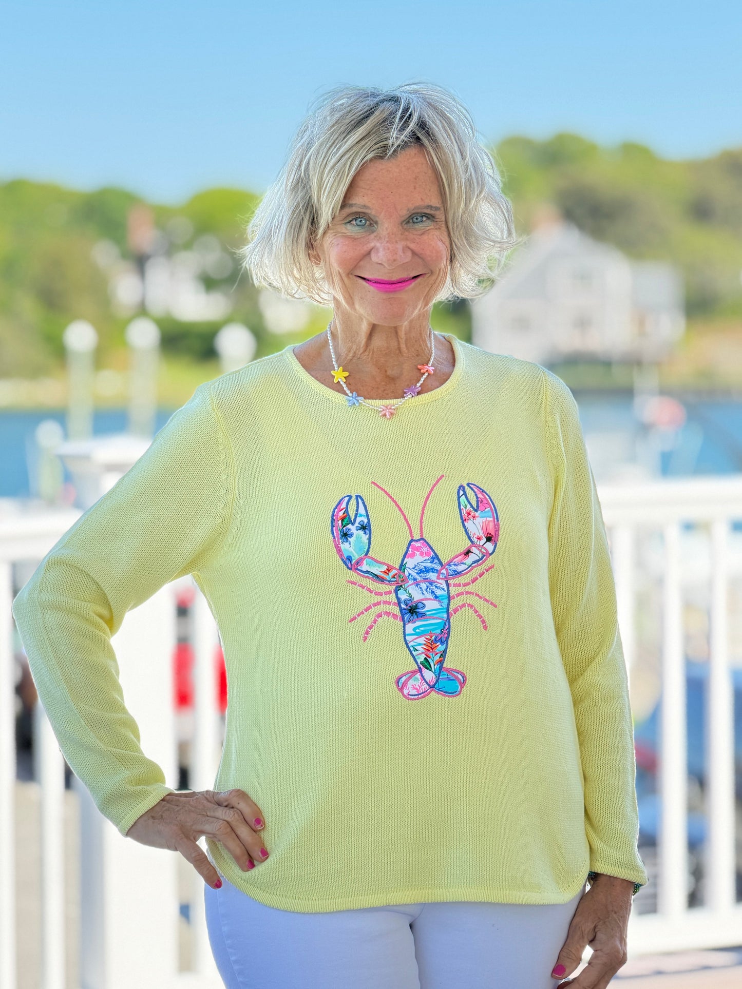 BEACH CLUB YELLOW LOBSTER SWEATER