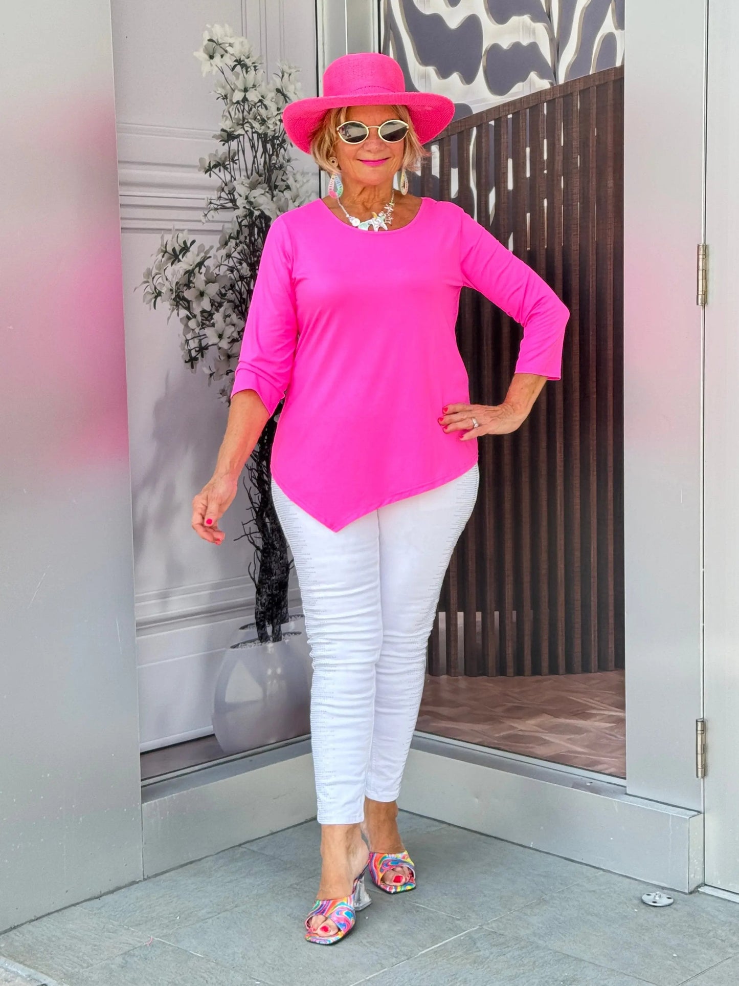 LULU-B HOT PINK ASYMMETRIC TOP