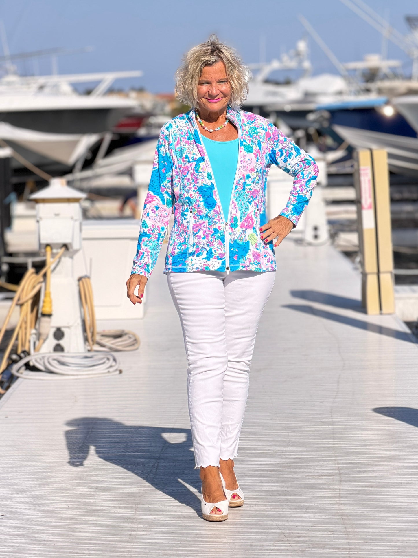 LULU-B PALM BEACH SPLASH FULL ZIPPER