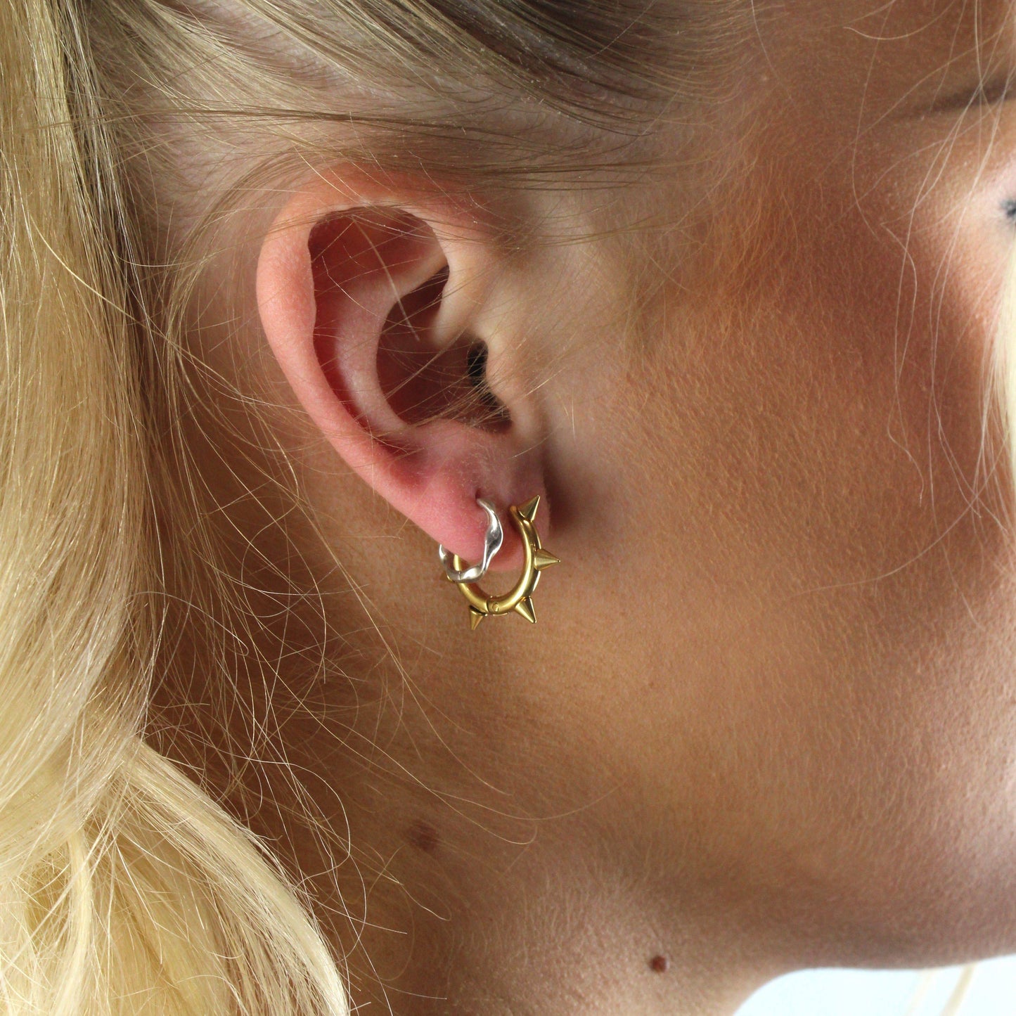 Punk-fection Spike Huggie Hoop Earrings (Gold Plated)