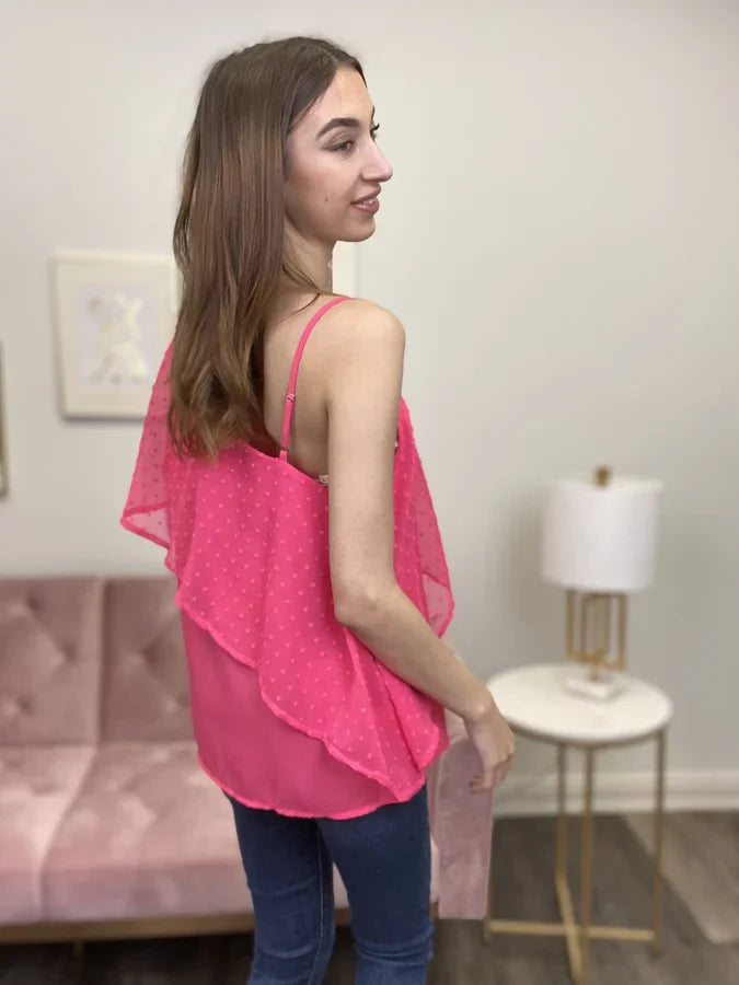 Long Gone Women's Swiss Dot Off The Shoulder Top