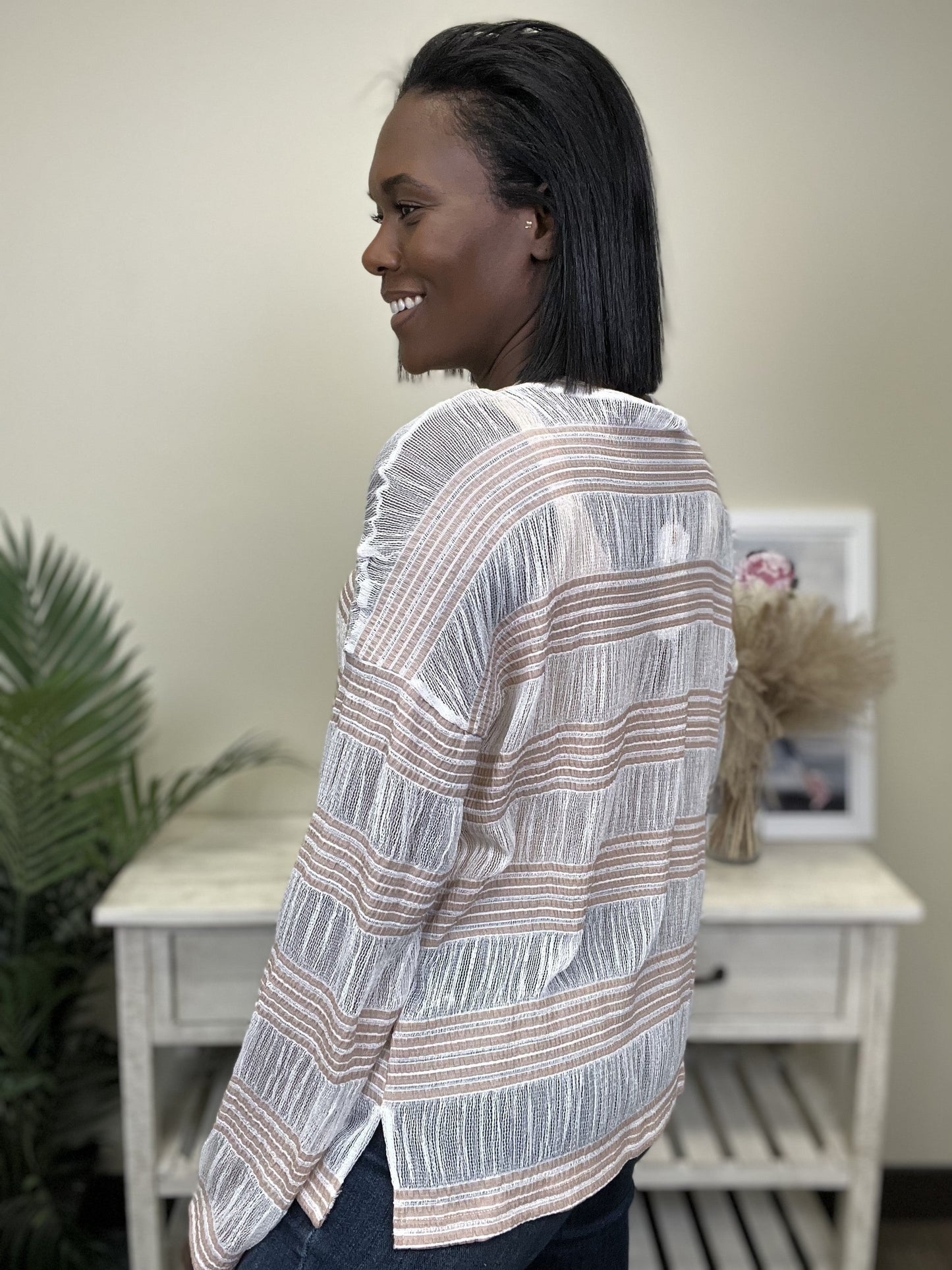 Someone Like You Women's Sheer Striped Sweater