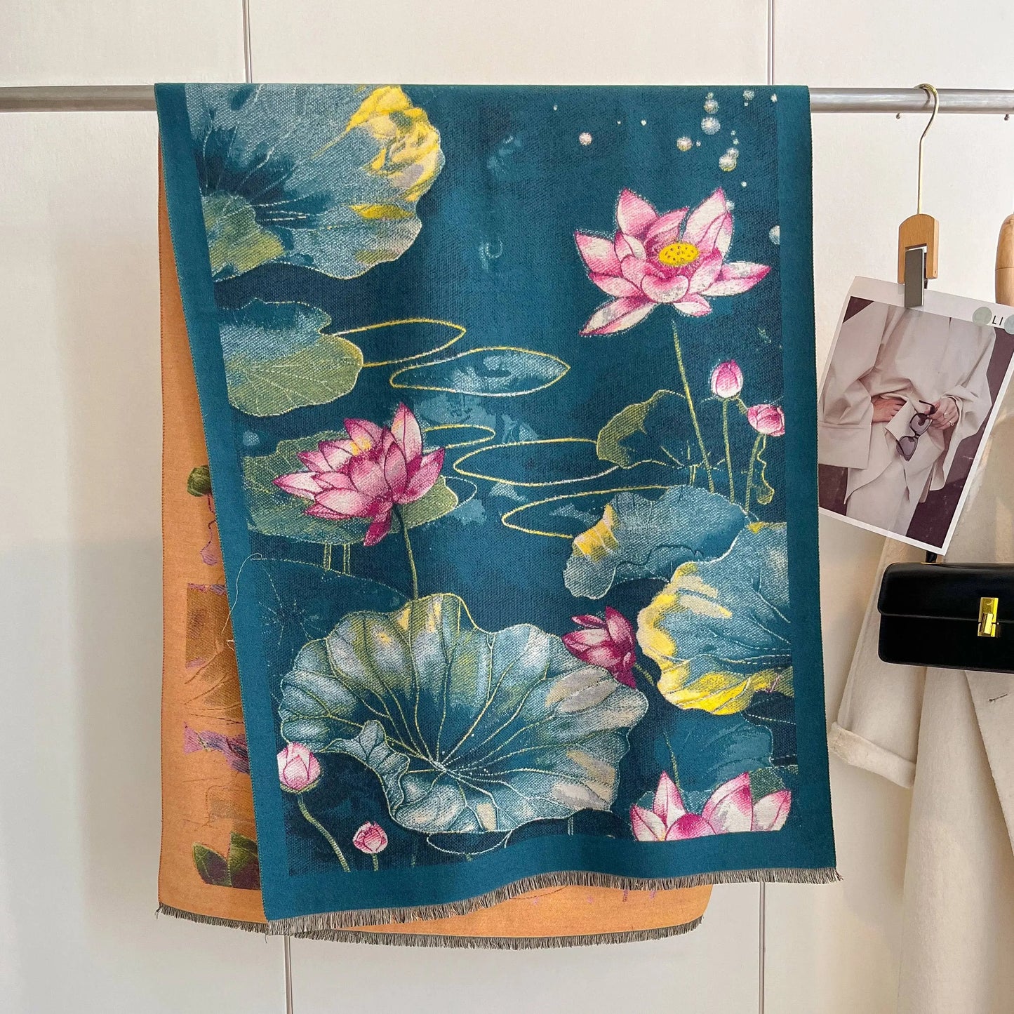 Blue Water Lilies Reversible Wrap