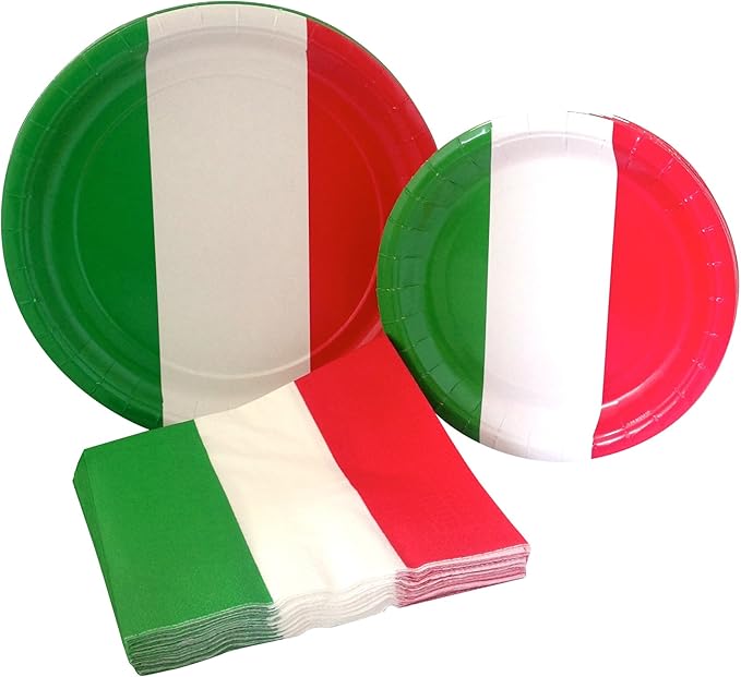 Italian Red White and Green Paper Plates 7" (8)