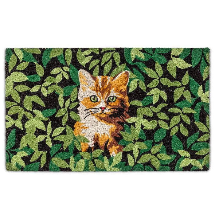 Kitten in Greenery Doormat-18x30"L