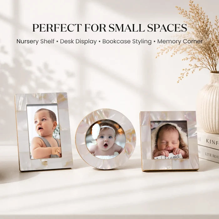 Mini Baby Keepsake Picture Frame, Set of 3 โ White Mother of Pearl