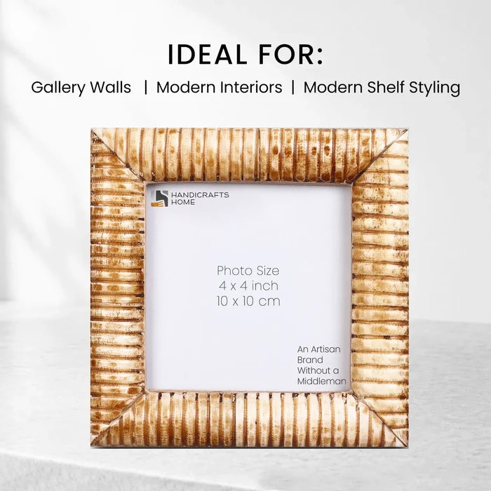 Picture Frame Ridged Pattern Collection Bone Inlay – 4x4"