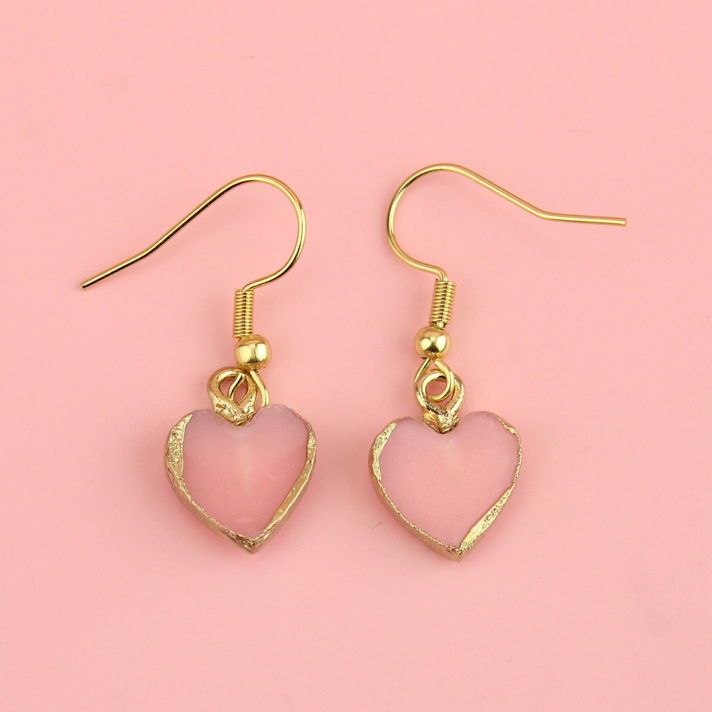 Pink Druzy Heart Earrings