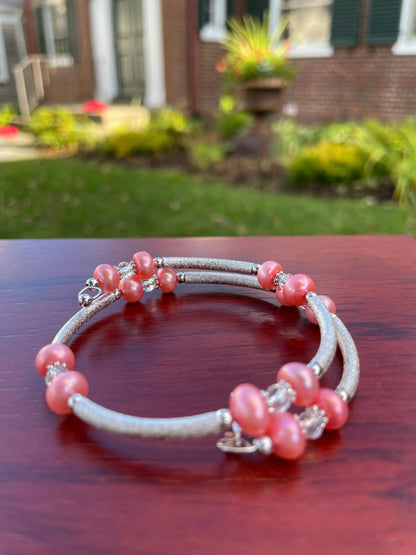 FRESH WATER PEARL CORAL BRACELET WRAP