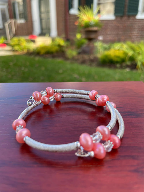 FRESH WATER PEARL CORAL BRACELET WRAP