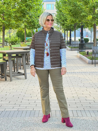 LULU-B OLIVE SHORT   PUFFER VEST