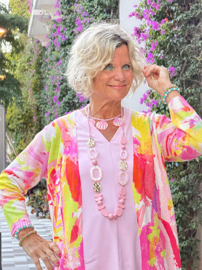 ETHYL PINK WATERCOLOR CARDIGAN